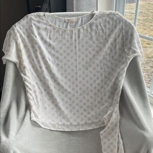 MICHAEL Michael Kors White and Gold Dot Blouse